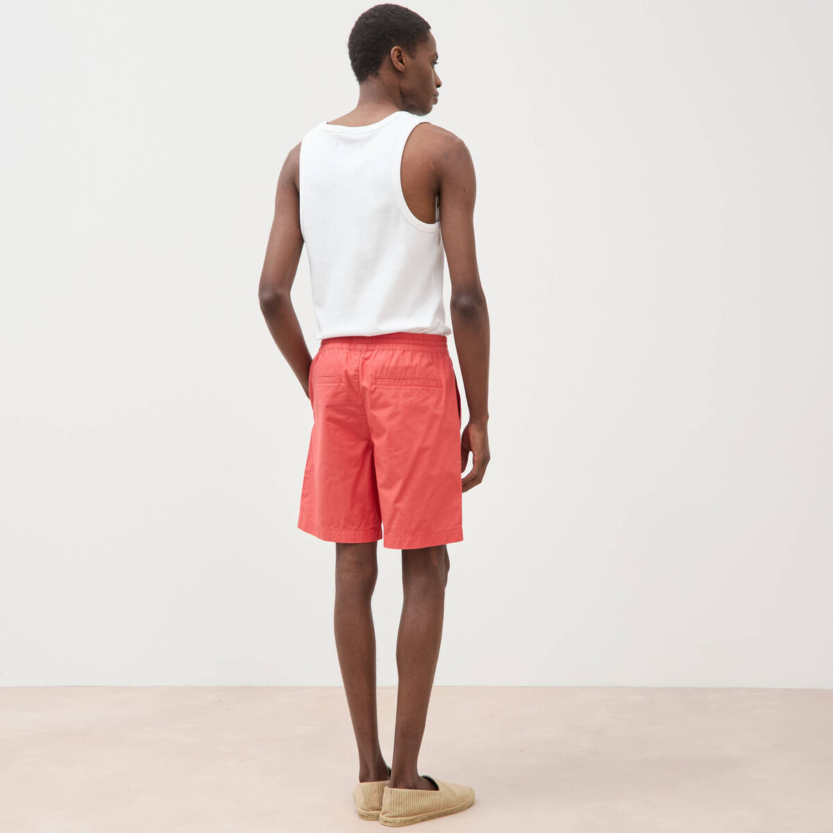 Bermuda en coton rouge corail homme