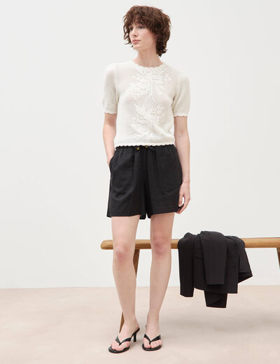 Short taille haute noir femme