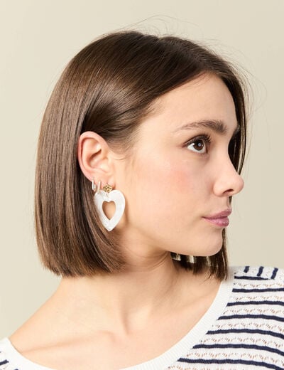Boucles d'oreilles pendantes ecru femme