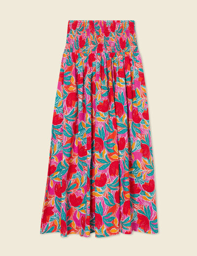 Jupe longue évasée multicolore femme