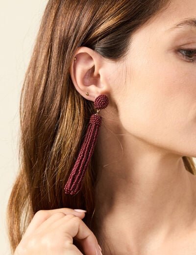Boucles d'oreilles pendantes bordeaux femme