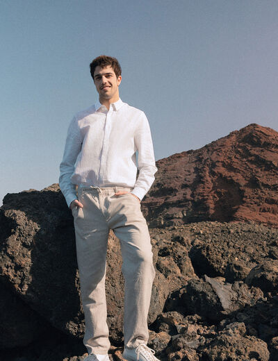 Chemise manches longues blanc homme