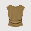 T-shirt ajust&eacute; sans manches vert kaki femme