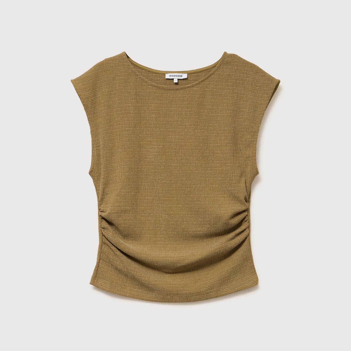 T-shirt ajust&eacute; sans manches vert kaki femme