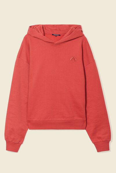 Sweat à capuche orange foncé femme
