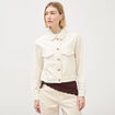 Blouson oversize manches longues denim blanc femme