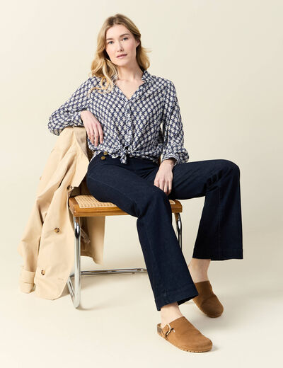 Blouse manches longues bleu femme
