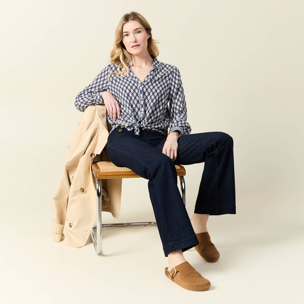 Blouse manches longues bleu femme