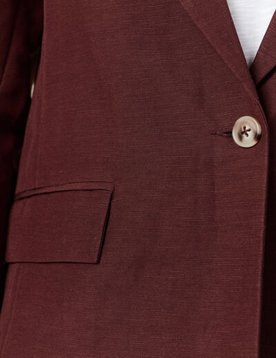 Veste blazer manches longues bordeaux femme