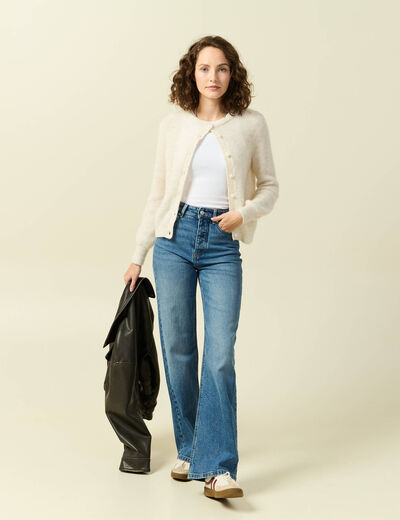 Jeans large taille haute denim stone femme