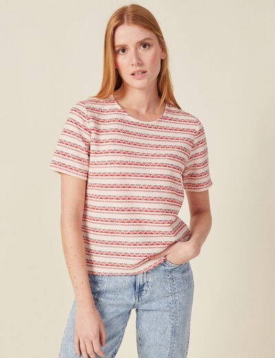 T-shirt manches courtes rouge foncé femme