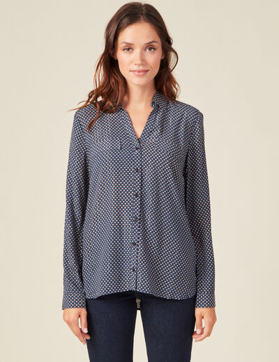 Chemise manches longues bleu femme