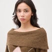 Pull droit manches longues bardot marron femme