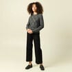Pull manches longues &agrave; sequins gris fonc&eacute; femme