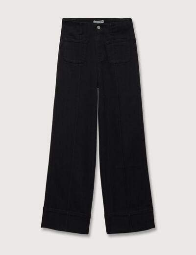 Jeans wide large taille haute denim noir femme