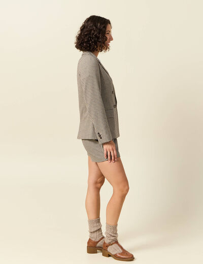 Blazer manches longues col tailleur noir femme