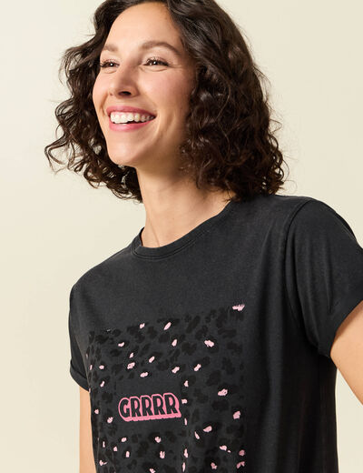 T-shirt en coton noir femme
