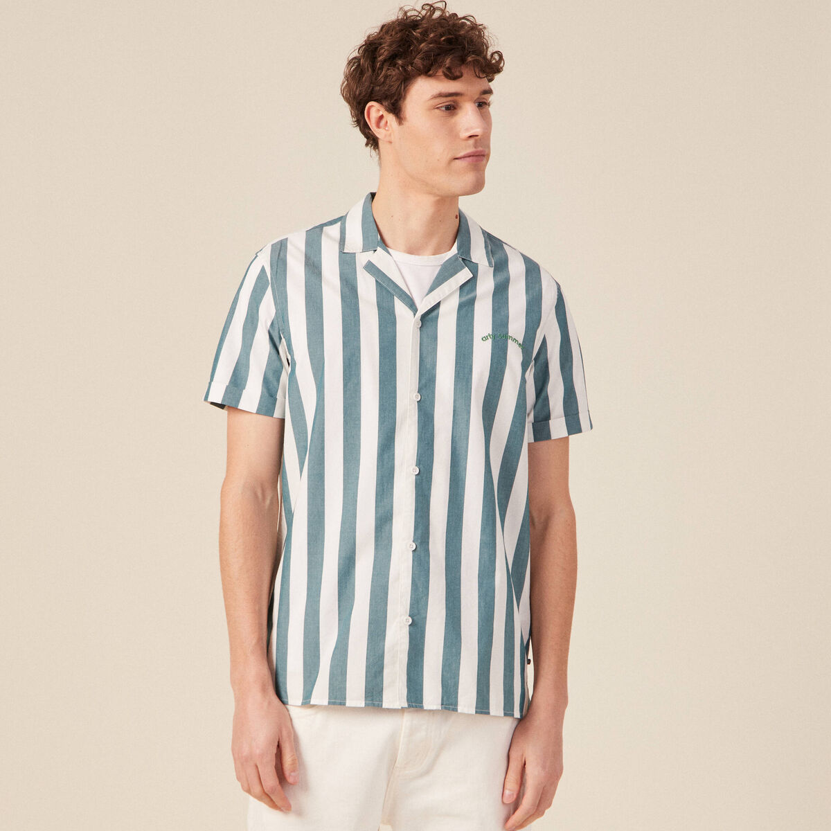 Chemise éco-responsable vert foncé homme