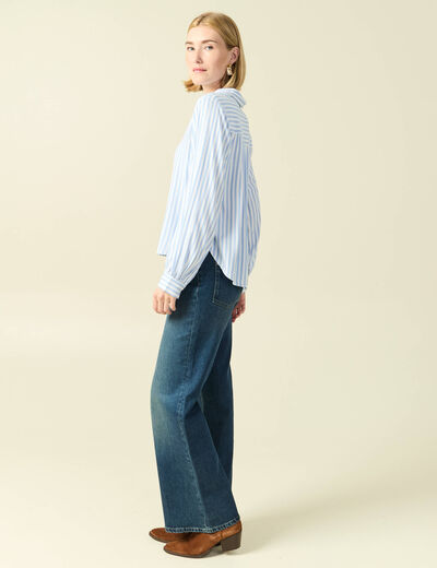 Blouse manches longues bleu femme