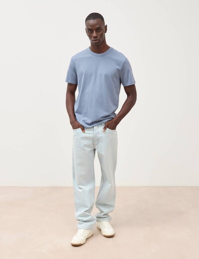 T-shirt en coton manches courtes bleu gris homme
