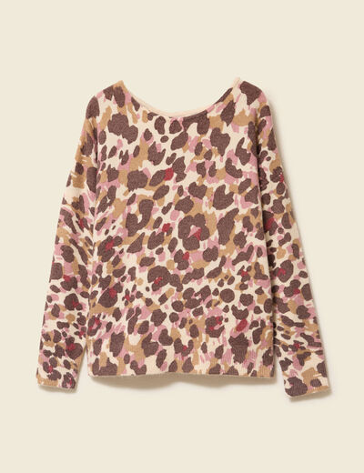 Pull manches longues col bateau creme femme