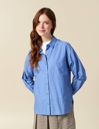 Chemise oversize en coton bleu ciel femme