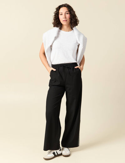 Pantalon taille haute fluide noir femme