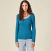 T-shirt manches longues bleu pétrole femme
