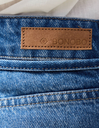Jeans baggy ceinturé denim stone femme