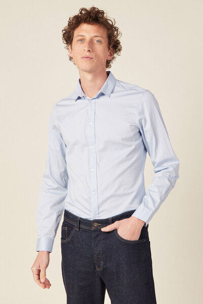 Chemise manches longues bleu clair homme