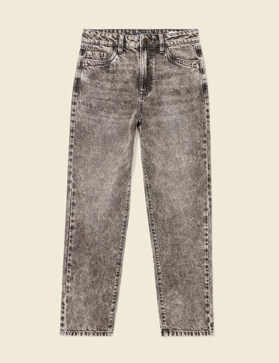 Jeans straight 5 poches denim snow gris femme