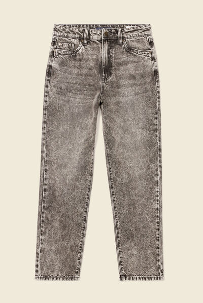 Jeans straight 5 poches denim snow gris femme