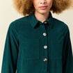 Robe droite velours col polo vert fonc&eacute; femme