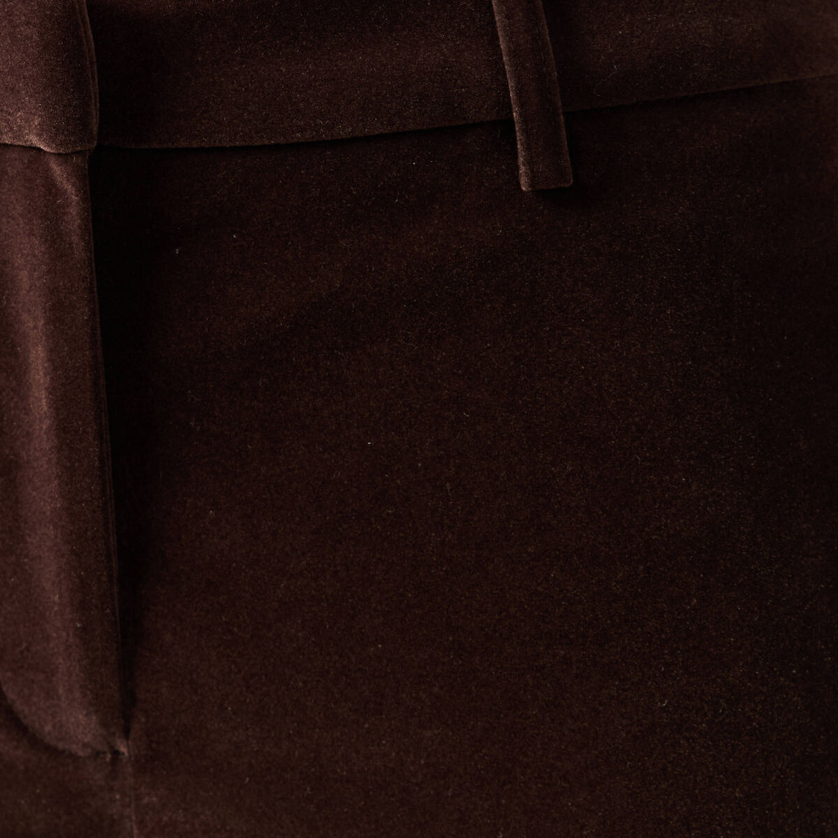 Pantalon flare taille haute en velours marron fonc&eacute; femme