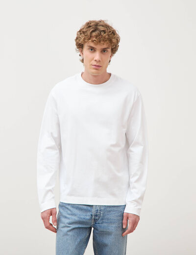 T-shirt en coton manches longues blanc homme