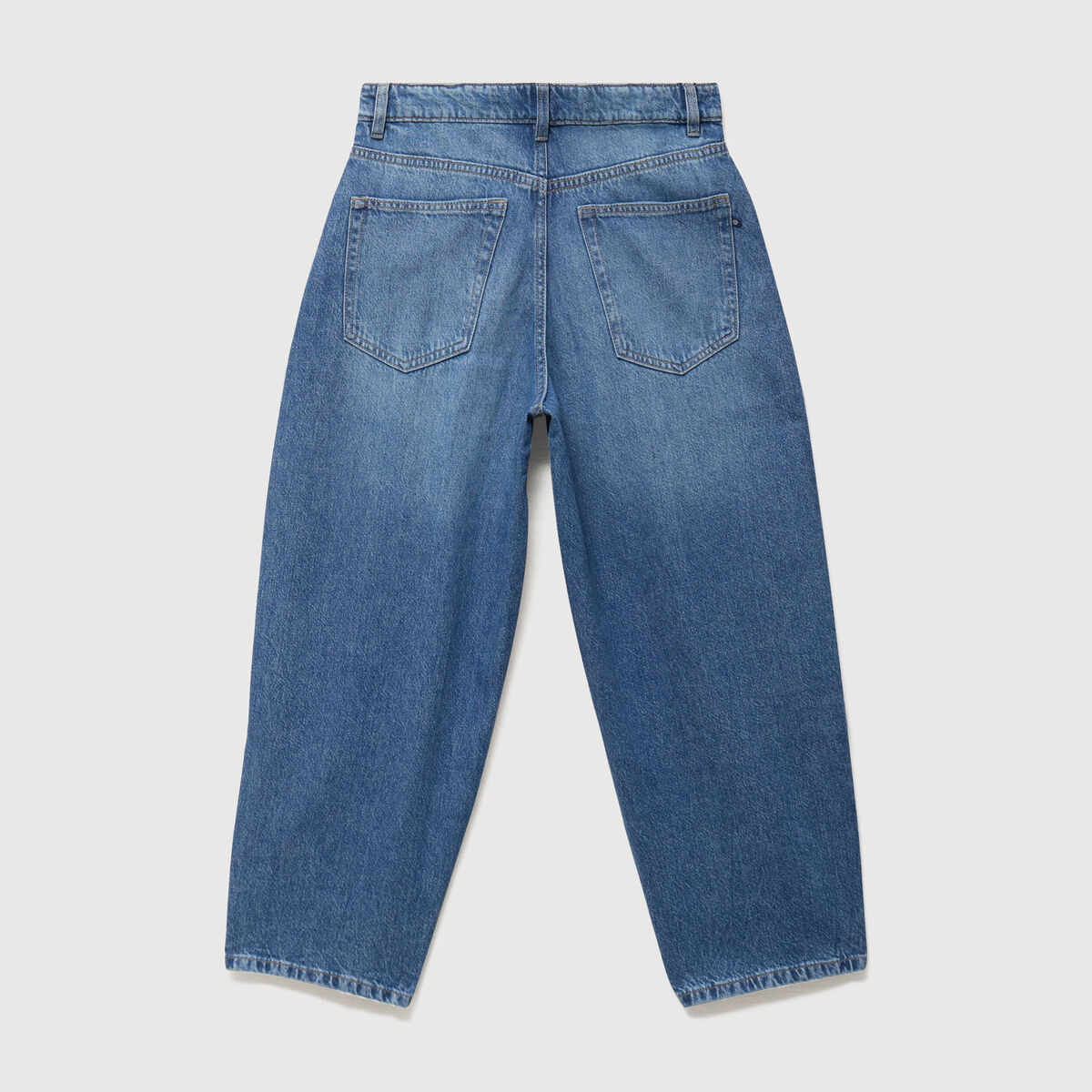Jeans barrel 7/8&egrave;me taille standard denim used femme