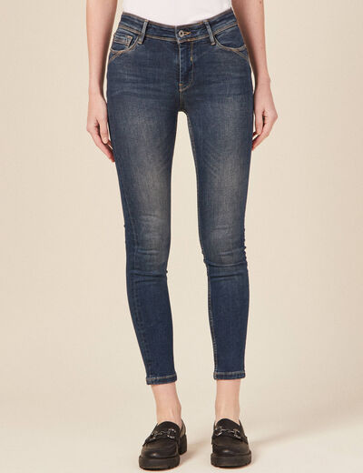 Jeans skinny push up 7/8ème denim brut femme