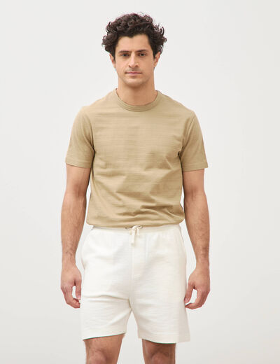 Short droit avec cordon ecru homme