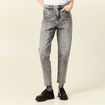 Jeans mom 7/8ème denim snow gris femme