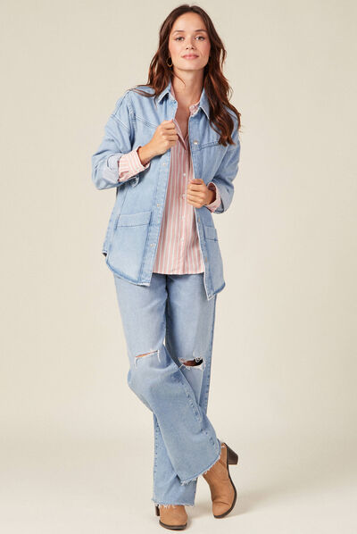 Chemise manches longues rouge clair femme
