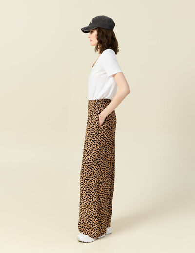 Pantalon large fuide camel femme