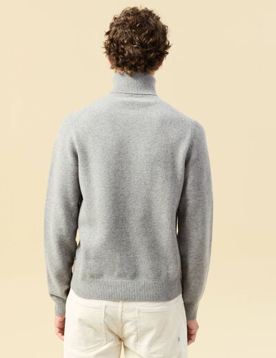 Pull droit col montant gris homme