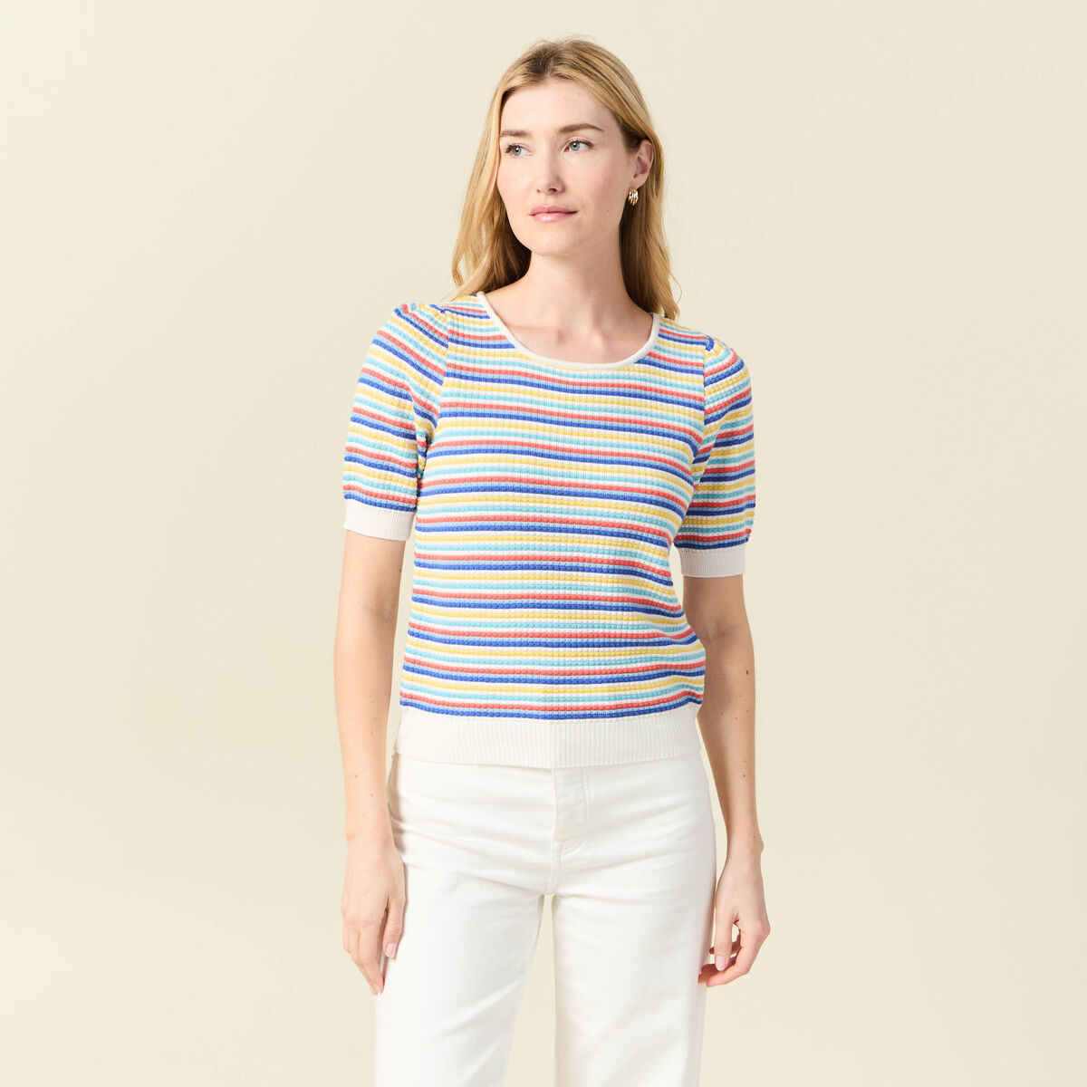 Pull manches courtes vert clair femme