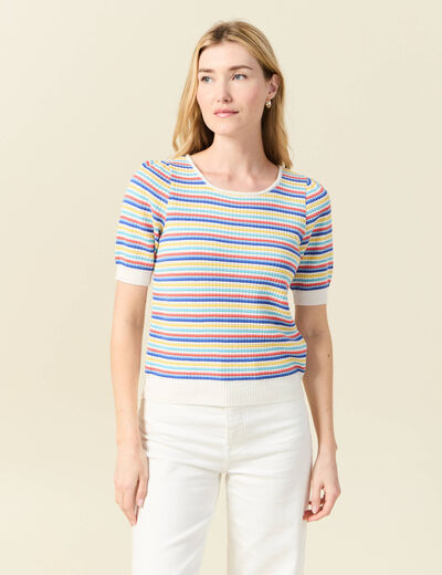 Pull manches courtes vert clair femme