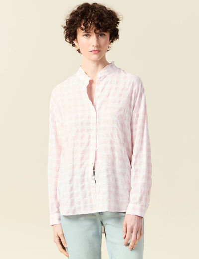 Chemise manches longues rose clair femme