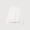 Blouse cintr&eacute;e dentelle manches longues ecru femme