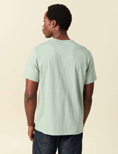 T-shirt col rond manches courtes brod&eacute; vert pastel homme