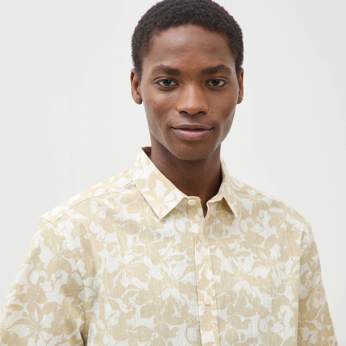 Chemise manches courtes beige homme