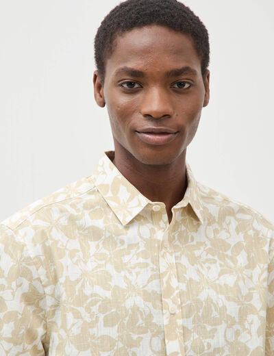 Chemise manches courtes beige homme