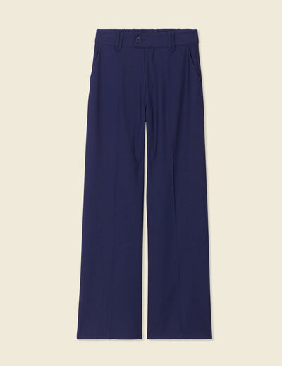 Pantalon city large à pinces bleu marine femme